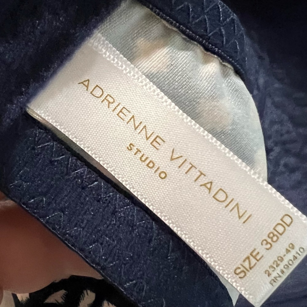 Adrienne Vittadini studio wm navy blue white bra wired support padded Sz 38DD - Picture 2 of 12